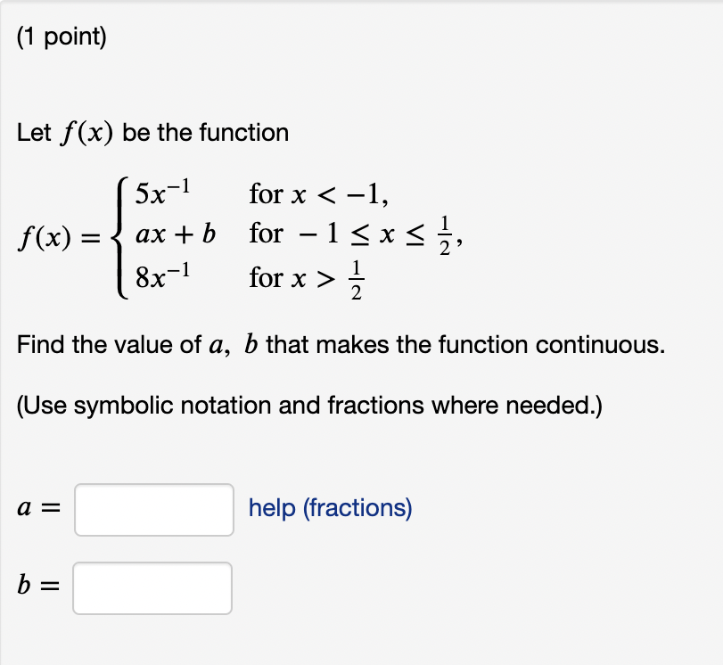 Solved 1 Point Let F X Be The Function 5x 1 For X