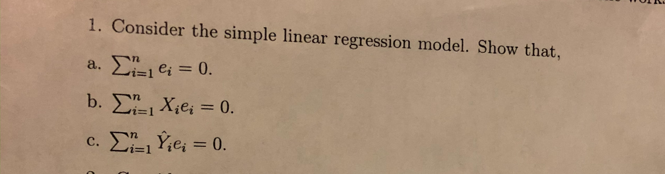 Solved 1. Consider the simple linear regression model. Show | Chegg.com