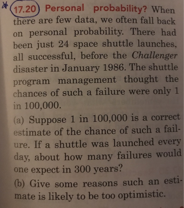 Solved (17.20) Personal probability? When there are few | Chegg.com