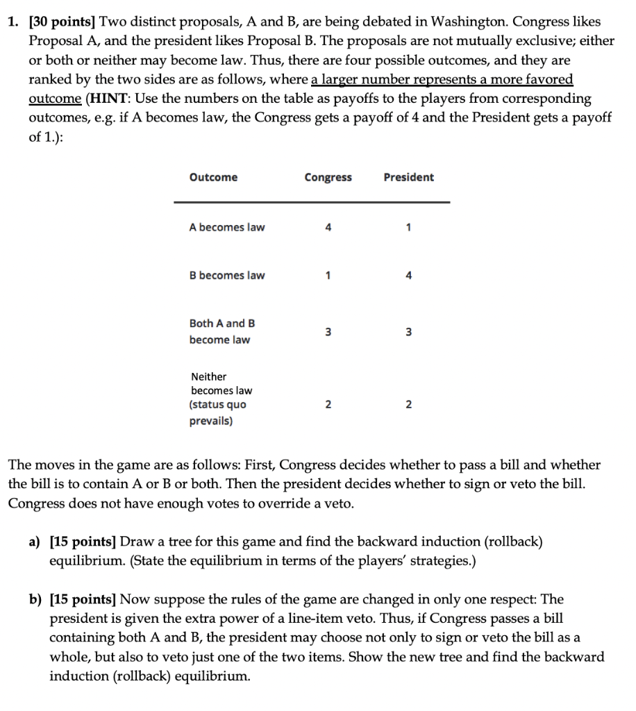 Solved 1. [30 Points] Two Distinct Proposals, A And B, Are | Chegg.com