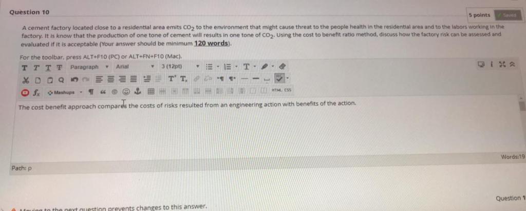 Solved Question 10 5 points A cement factory located close | Chegg.com