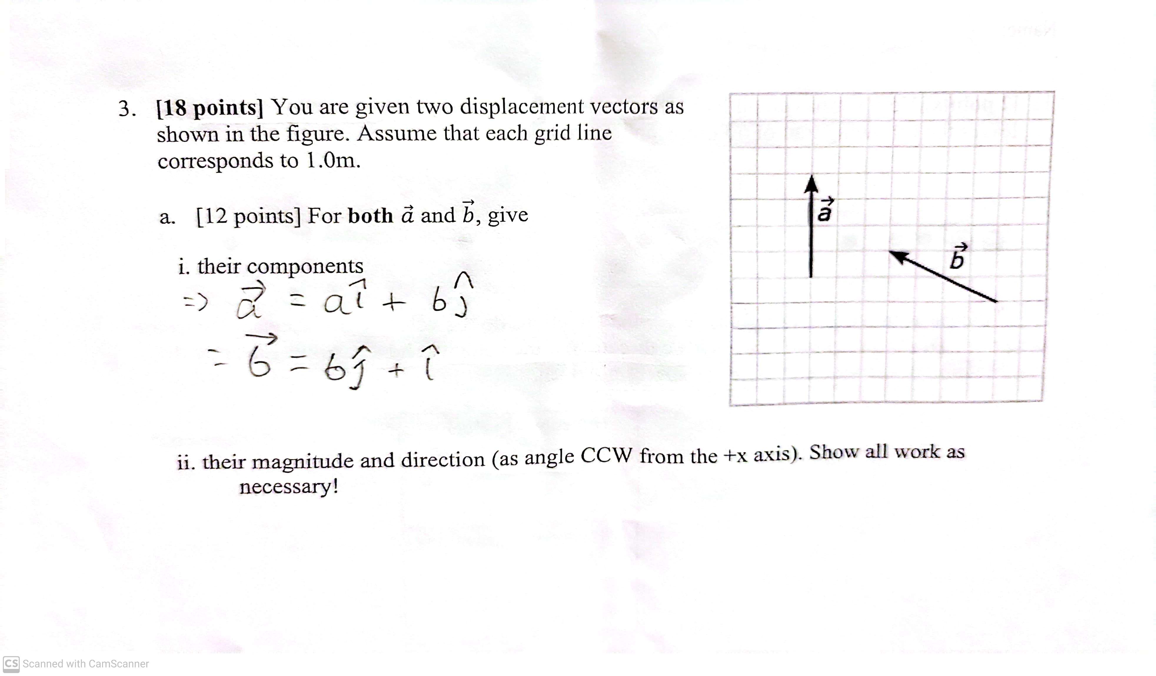 Solved 3. [18 points] You are given two displacement vectors | Chegg.com