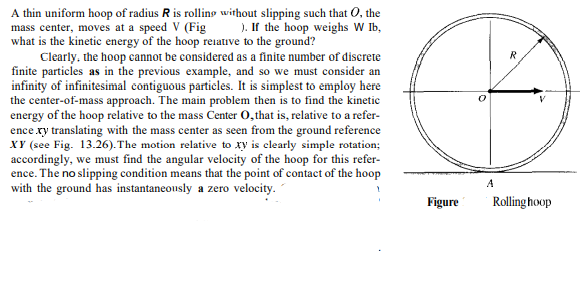 Solved R A Thin Uniform Hoop Of Radius R Is Rolling Without | Chegg.com