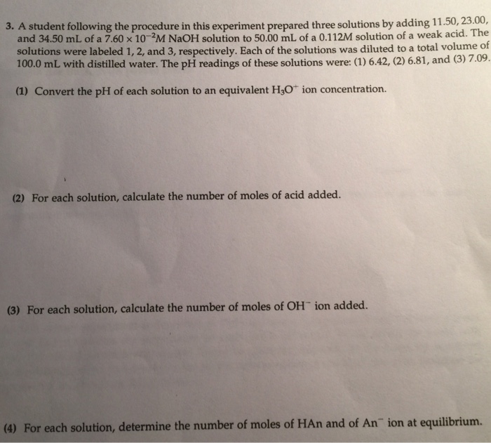 Solved 3. A student following the procedure in this | Chegg.com