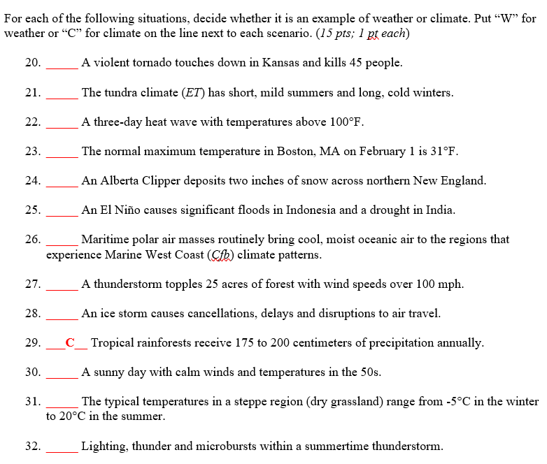 Solved For each of the following situations, decide whether | Chegg.com