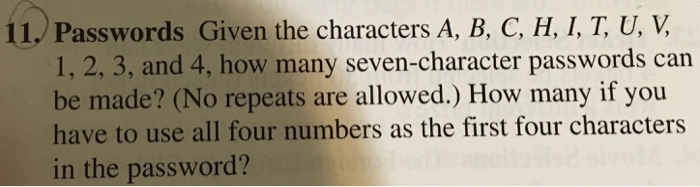 Solved Passwords Given The Characters A, B, C, H, I, T, U, | Chegg.com