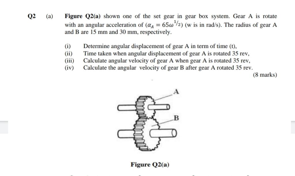 Solved Q2 (a) Figure Q2(a) shown one of the set gear in gear | Chegg.com