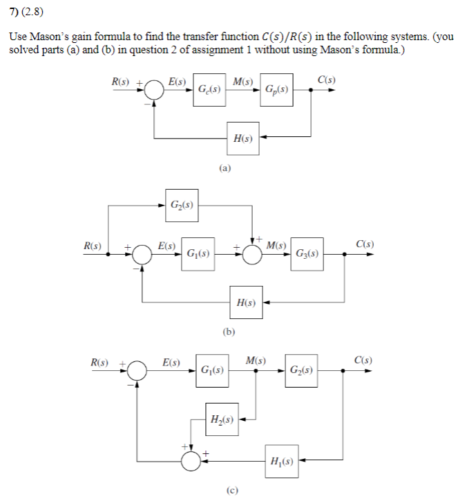 Solved Use Mason's gain formula to find the transfer | Chegg.com