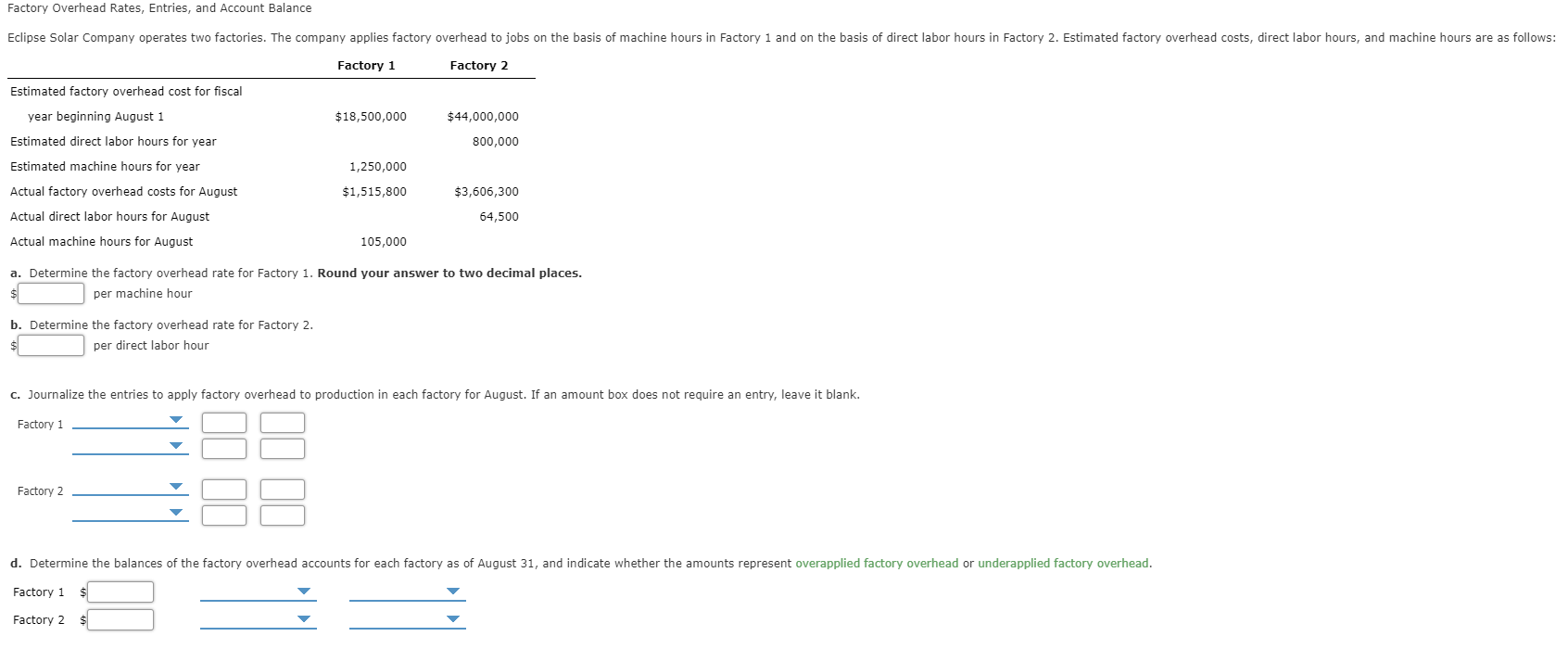 Solved Factory Overhead Rates, Entries, and Account Balance | Chegg.com
