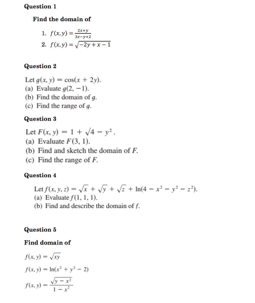 Solved Multiple variable questions concerning: finding | Chegg.com