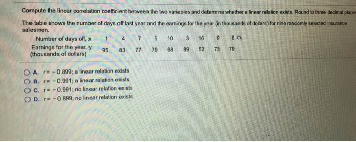 Solved Compute the linear correlation coefficient between | Chegg.com