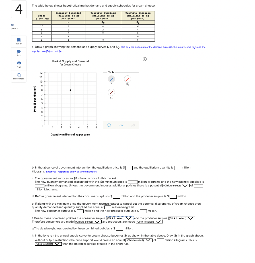 Solved The table below shows hypothetical market demand and | Chegg.com