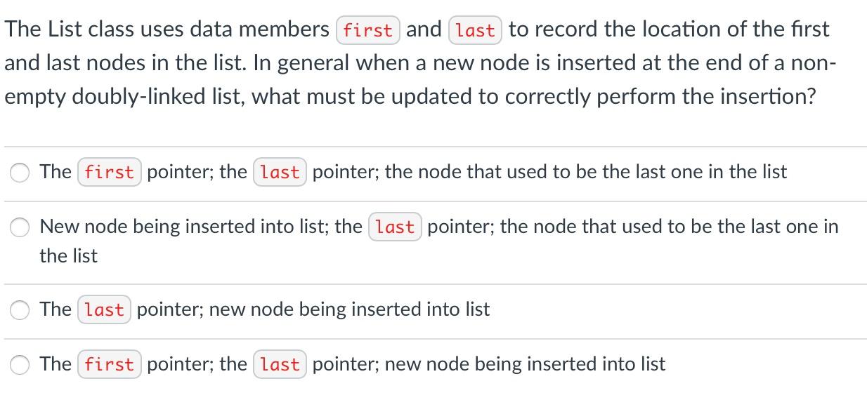 Solved The linked list structures data in a way that | Chegg.com