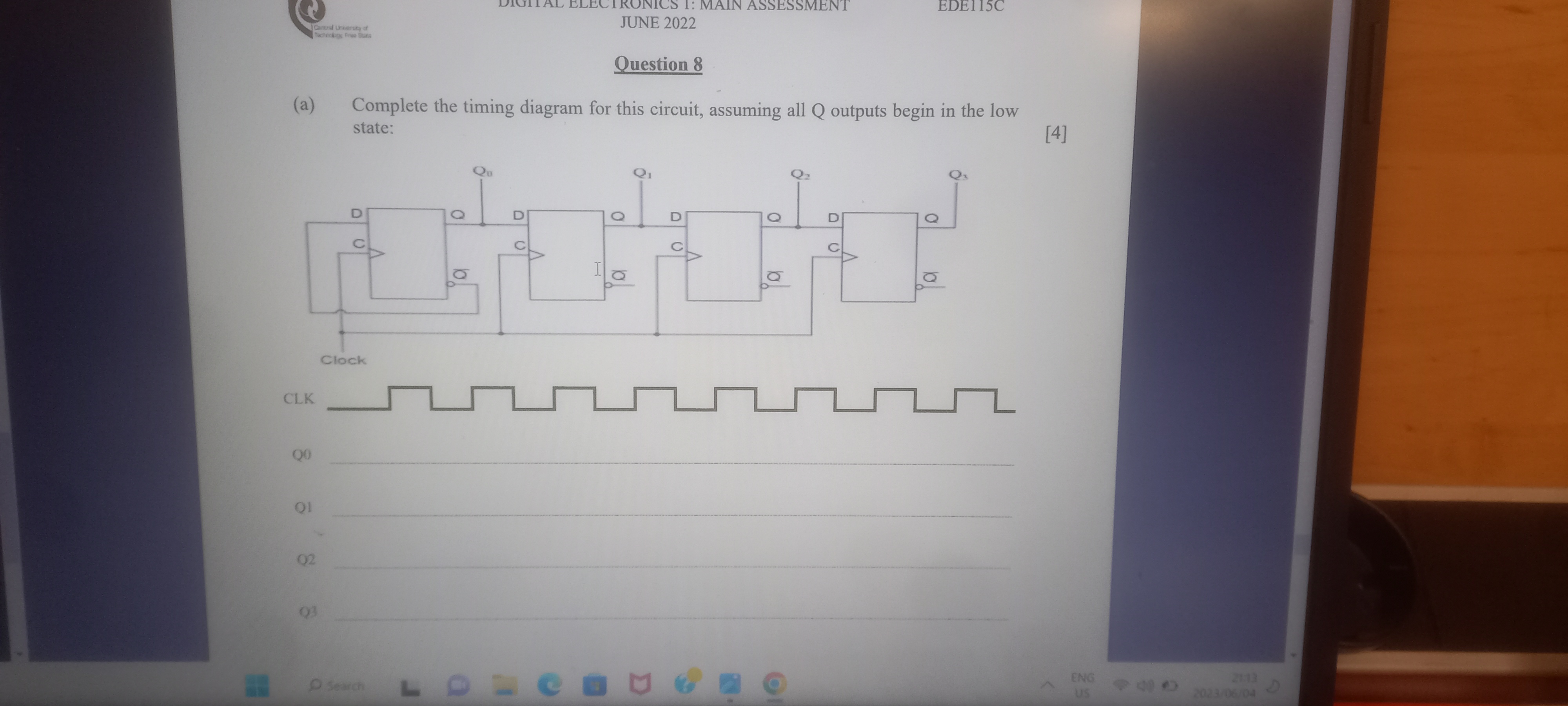 Solved (a) Complete The Timing Diagram For This Circuit, | Chegg.com