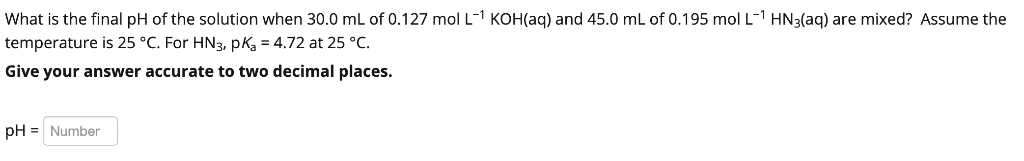 Solved What is the final pH of the solution when 30.0 mL of | Chegg.com
