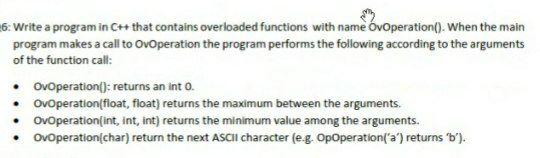 Solved 6: Write a program in Ch that contains overloaded | Chegg.com
