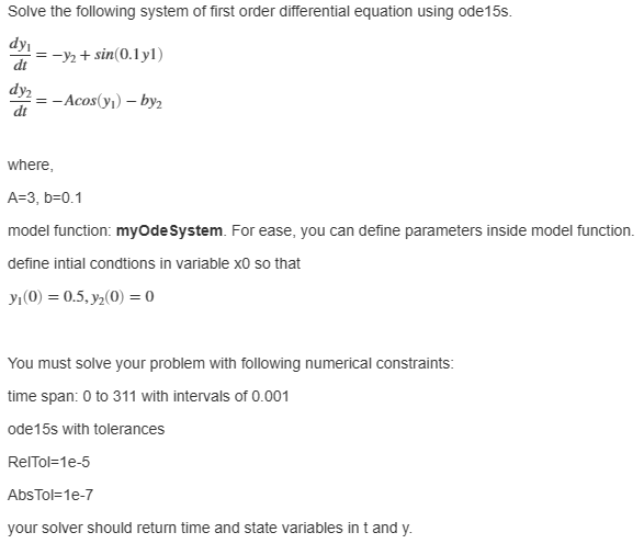 Solved Solve The Following System Of First Order | Chegg.com