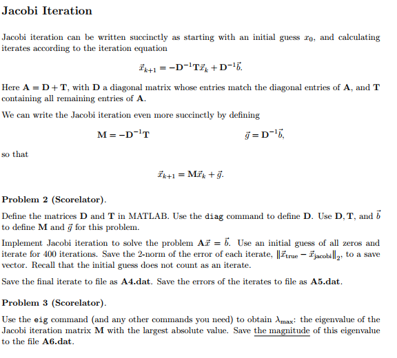 This is matlab and please do problem 3 (A6.dat) and | Chegg.com