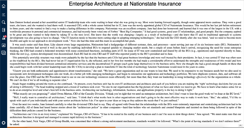 Solved MINI CASE Enterprise Architecture at | Chegg.com