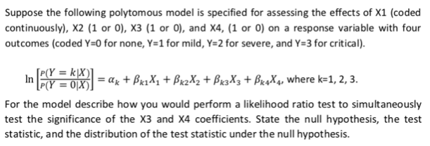 Solved Suppose the following polytomous model is specified | Chegg.com