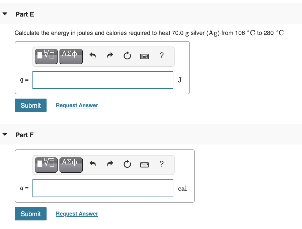 Solved Part E Calculate the energy in joules and calories