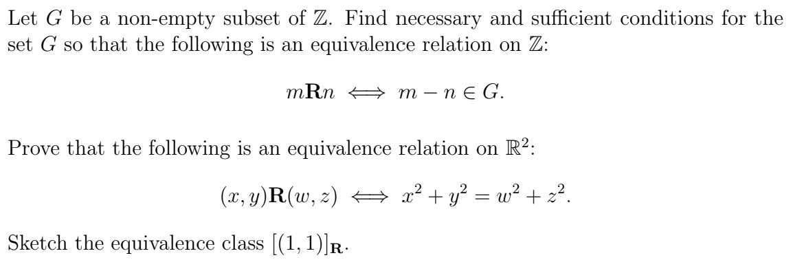 Solved Let G Be A Non-empty Subset Of Z. Find Necessary And | Chegg.com