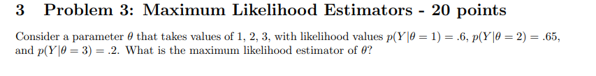 Solved 3 Problem 3: Maximum Likelihood Estimators - 20 | Chegg.com