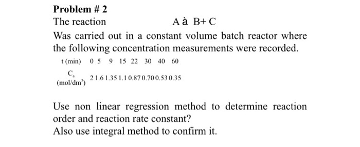 Solved Problem # 2 The reaction Was carried out in a | Chegg.com