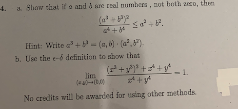 Solved a. Show that if a and b are real numbers, not both | Chegg.com
