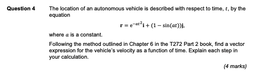 Solved The location of an autonomous vehicle is described | Chegg.com