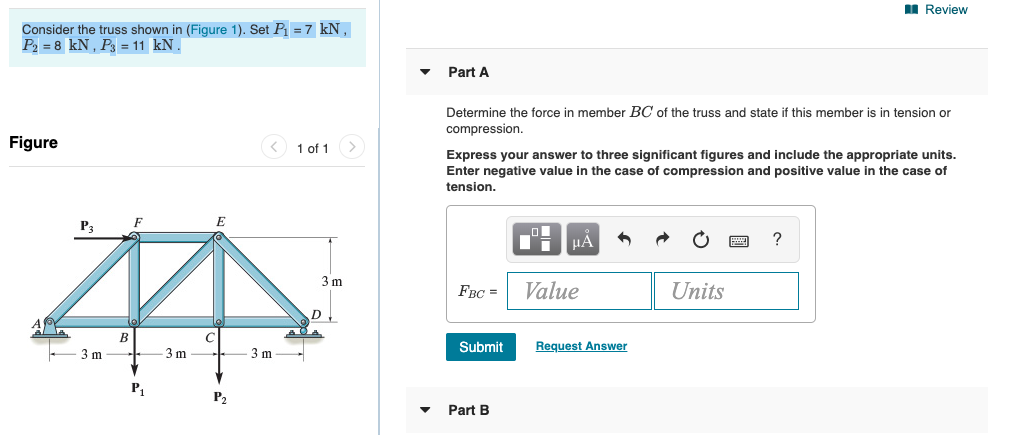Solved Review Consider the truss shown in (Figure 1). Set P1 | Chegg.com