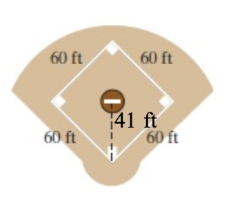 Solved A school softball diamond is a square, 60 ft on a | Chegg.com