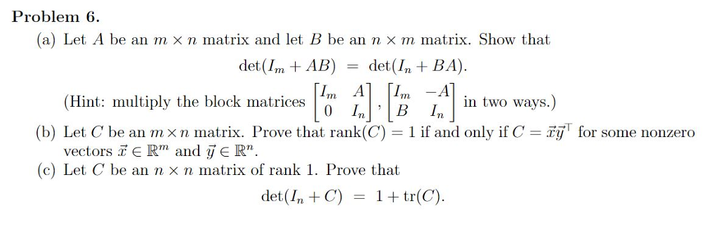 Solved Problem A Let A Be An M X N Matrix And Let B Be An