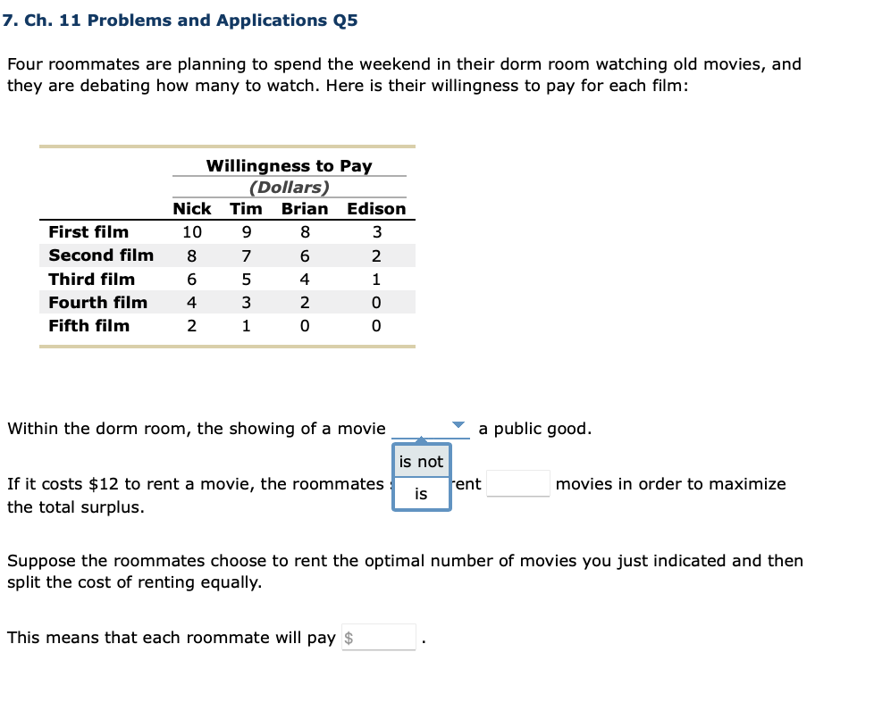 Solved 7. Ch. 11 Problems and Applications Q5 Four roommates