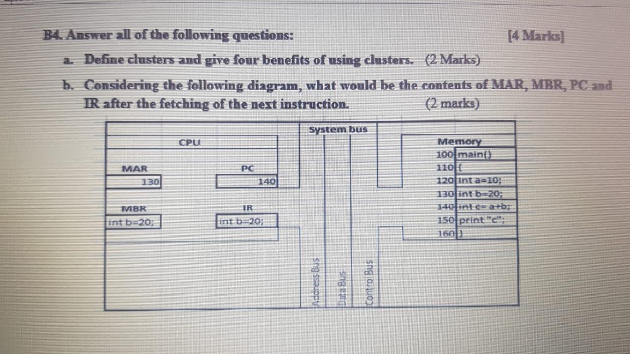 Solved B4. Answer All Of The Following Questions: [4 Marks] | Chegg.com