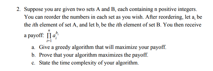 Solved 2. Suppose you are given two sets A and B, each | Chegg.com