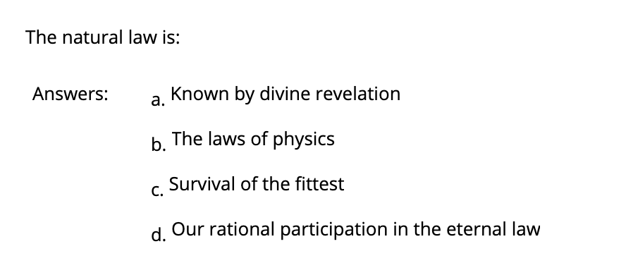 Solved The law which concerns what can be known about God | Chegg.com
