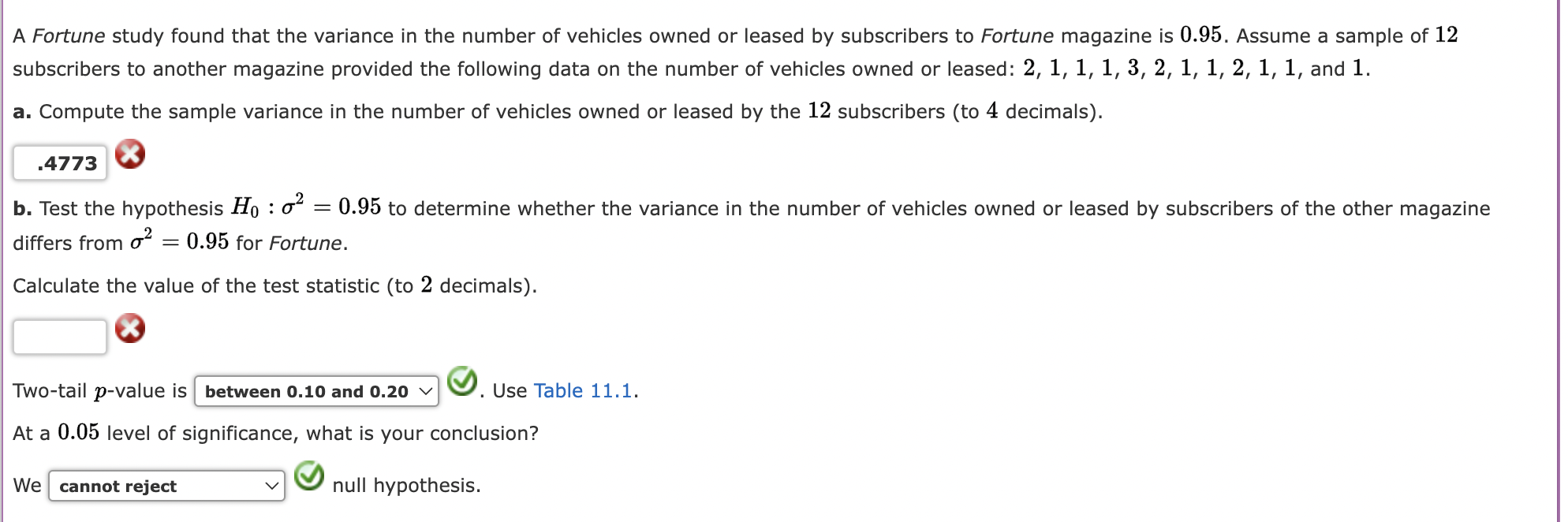 Solved A Fortune study found that the variance in the number
