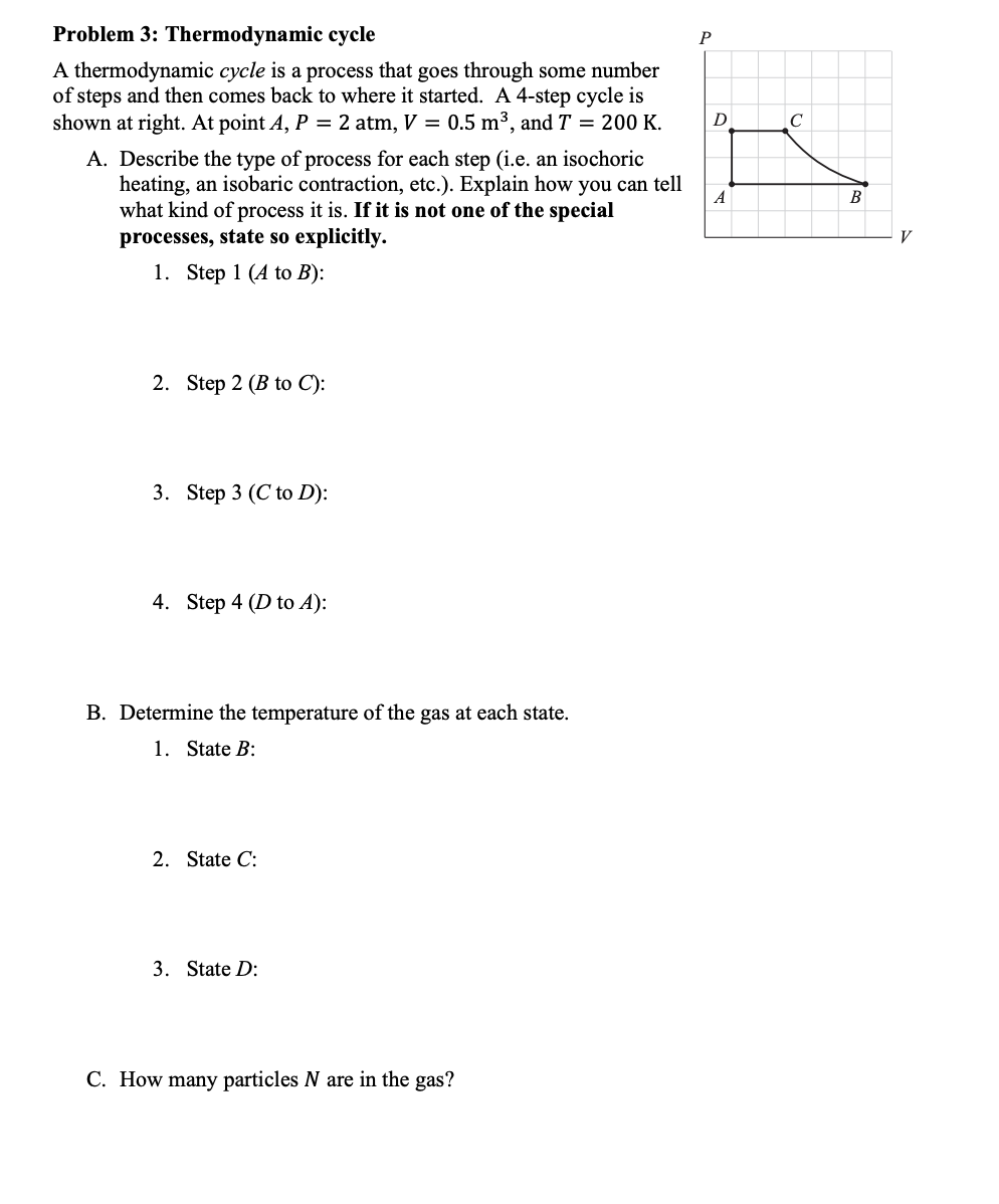 Solved P D Problem 3: Thermodynamic cycle A thermodynamic | Chegg.com