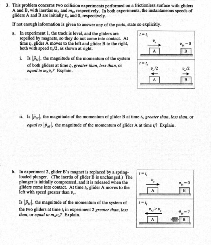 Solved 3. This Problem Concerns Two Collision Experiments | Chegg.com