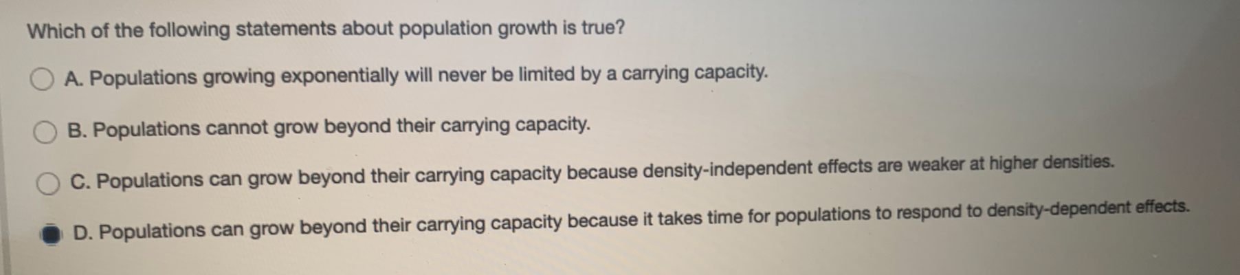 Solved Which of the following statements about population | Chegg.com