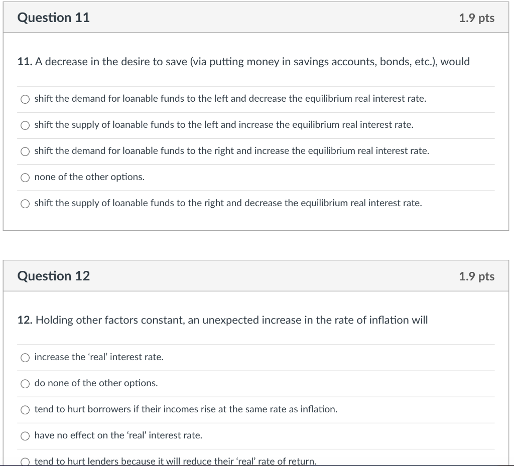 Solved Question 11 1.9 pts 11. A decrease in the desire to | Chegg.com