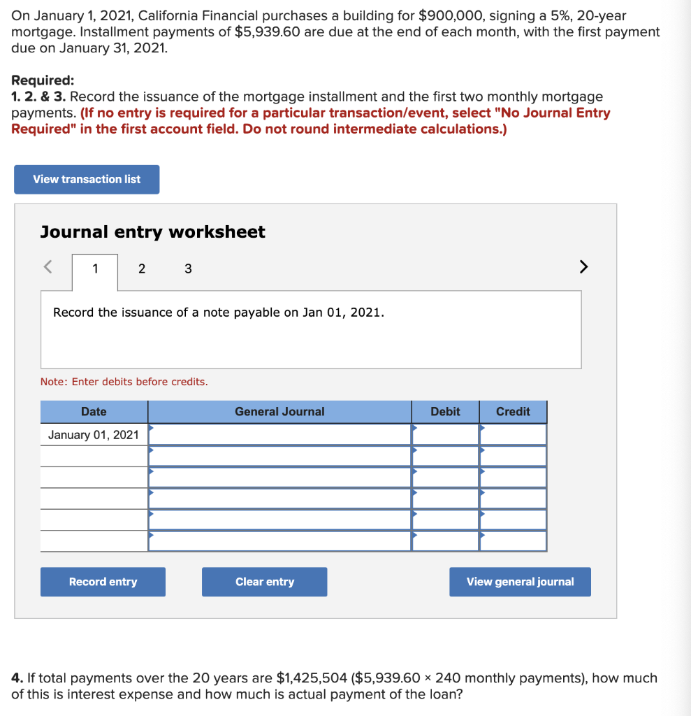 Solved 1. Record the issuance of a note payable on Jan 01, | Chegg.com
