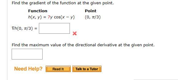 Solved Find the gradient of the function at the given point | Chegg.com