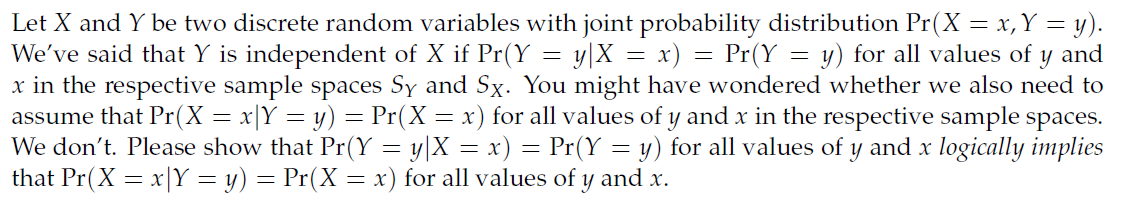 Solved Let X and Y be two discrete random variables with | Chegg.com