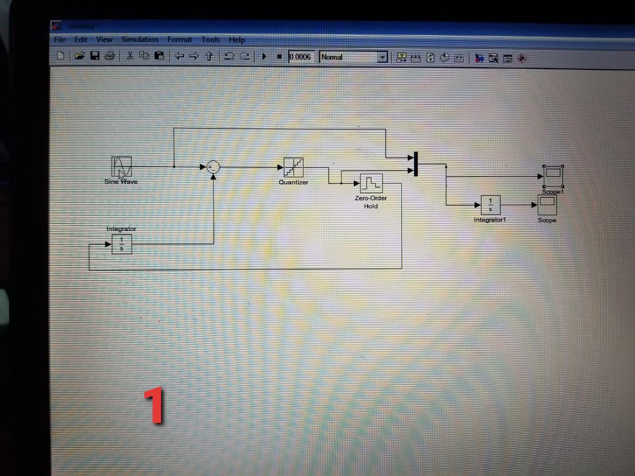 File Edit View Simulation Format Tools Help
10.0006
Normal
* 10
Sine Wave
Quantizer
Scope
Zero-Order
Hold
Integrator 1
Scope
