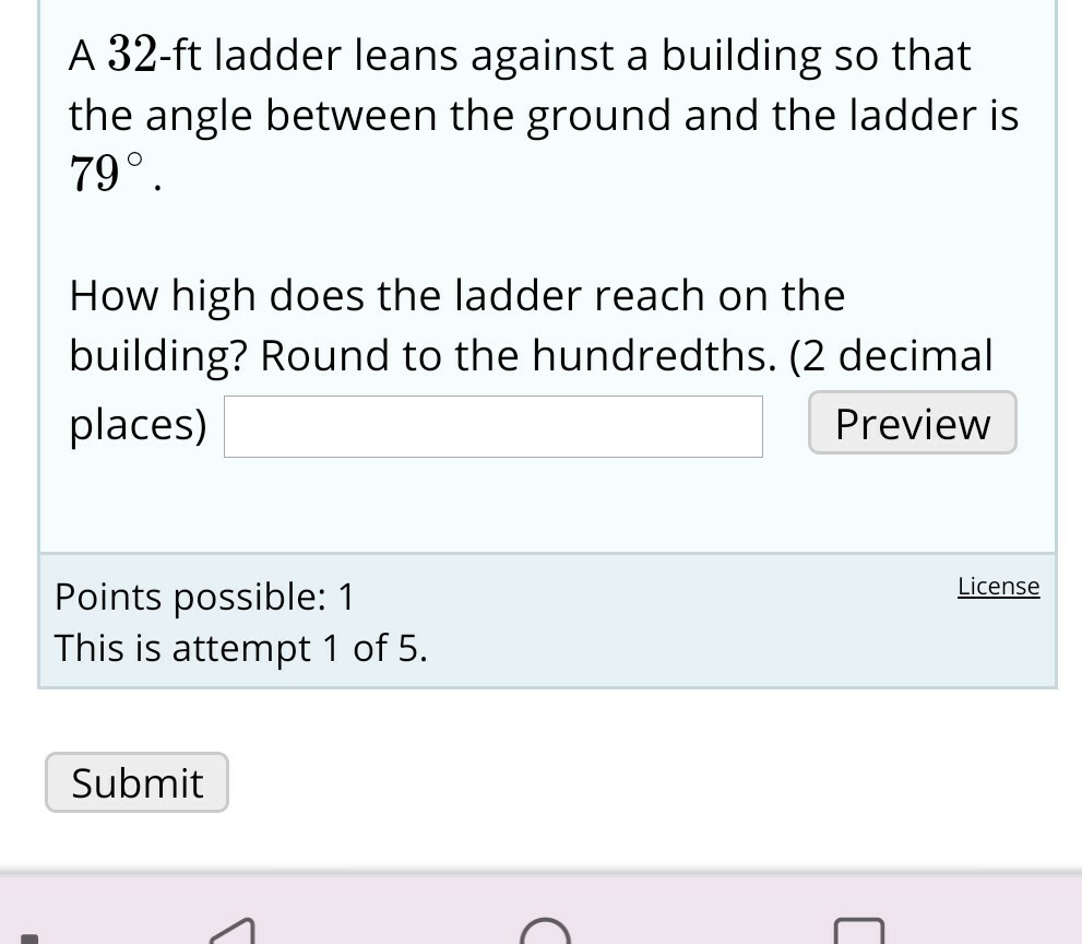 Solved A 32ft ladder leans against a building so that the