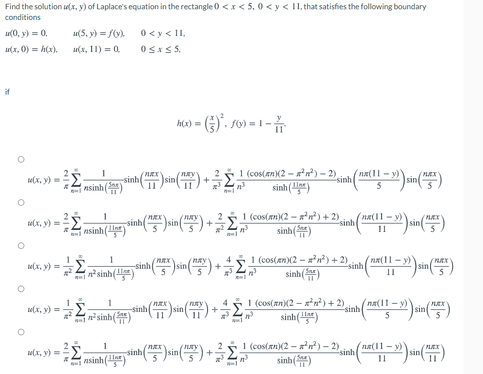 Solved Find the solution u(x, y) of Laplace's equation in | Chegg.com