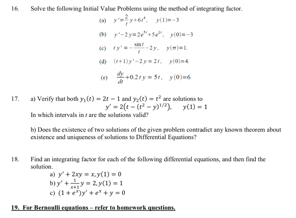 Solved 16. Solve the following Initial Value Problems using | Chegg.com
