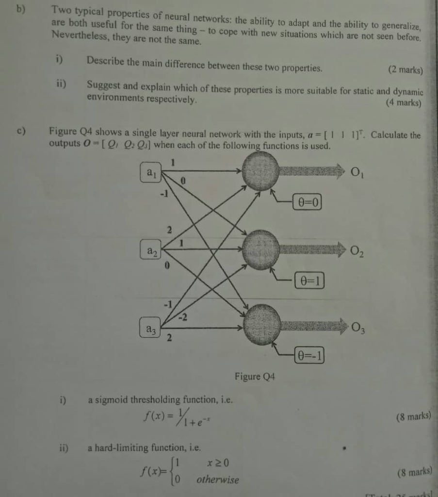 Solved B) Two Typical Properties Of Neural Networks: The | Chegg.com